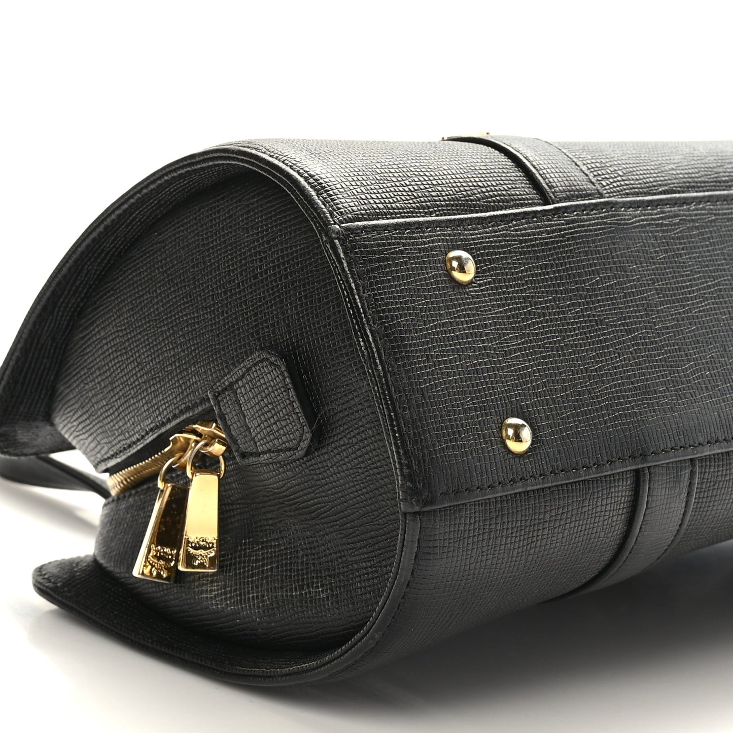Calfskin Studded Barrel Bag Black