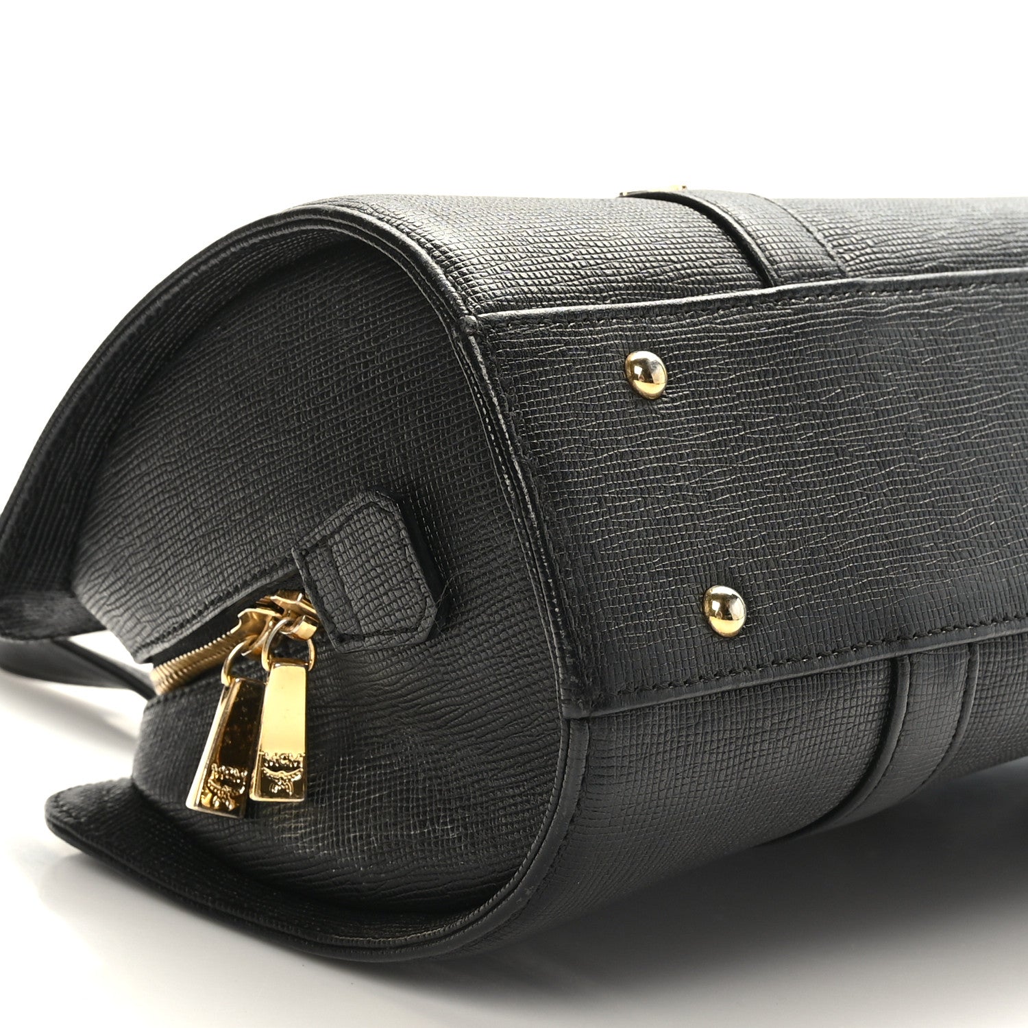 MCM Calfskin Studded Barrel Bag Black 7 of 8