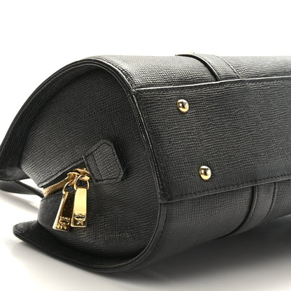 MCM Calfskin Studded Barrel Bag Black 7 of 8