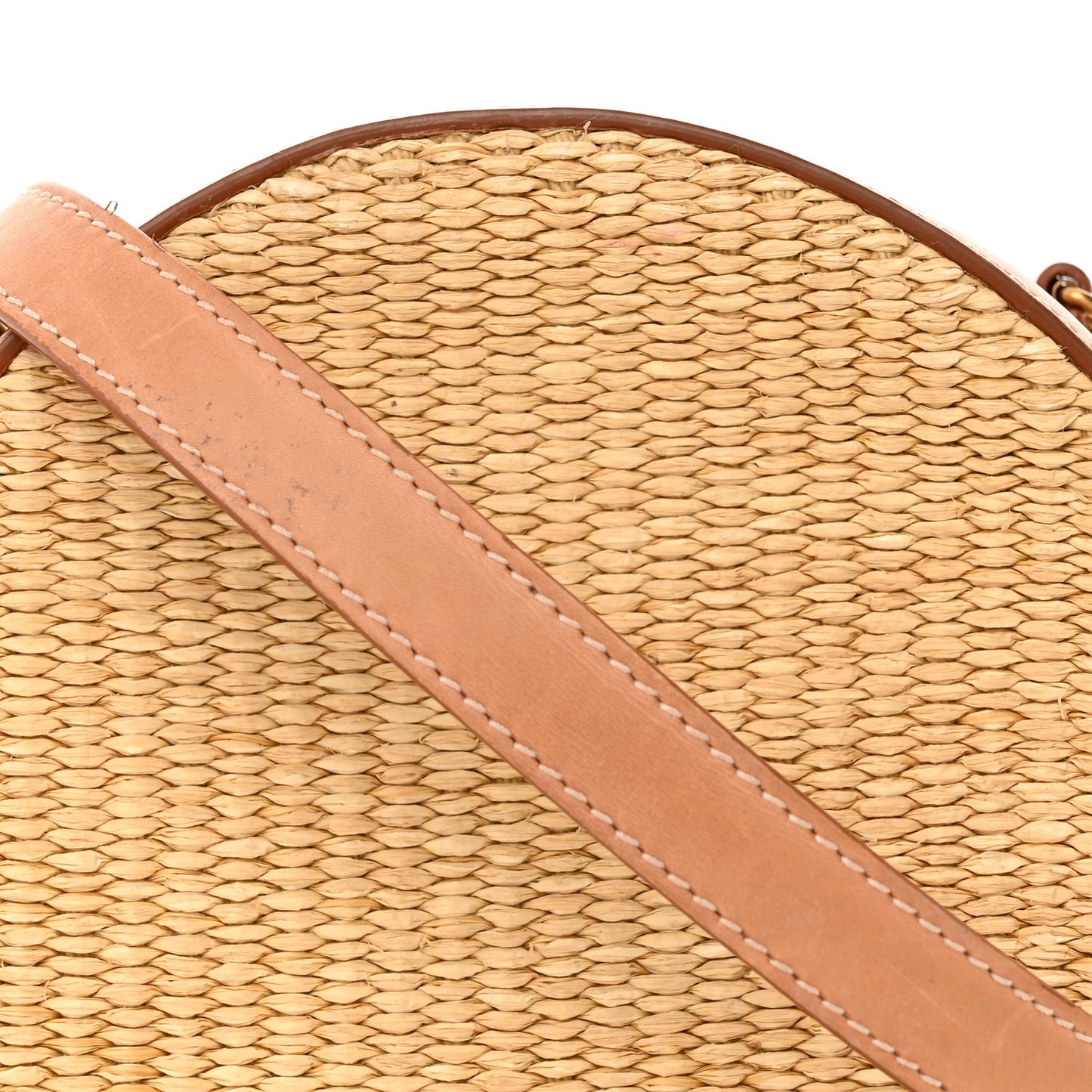 Raffia Calfskin Small Mica Bag Natural Brown Gold