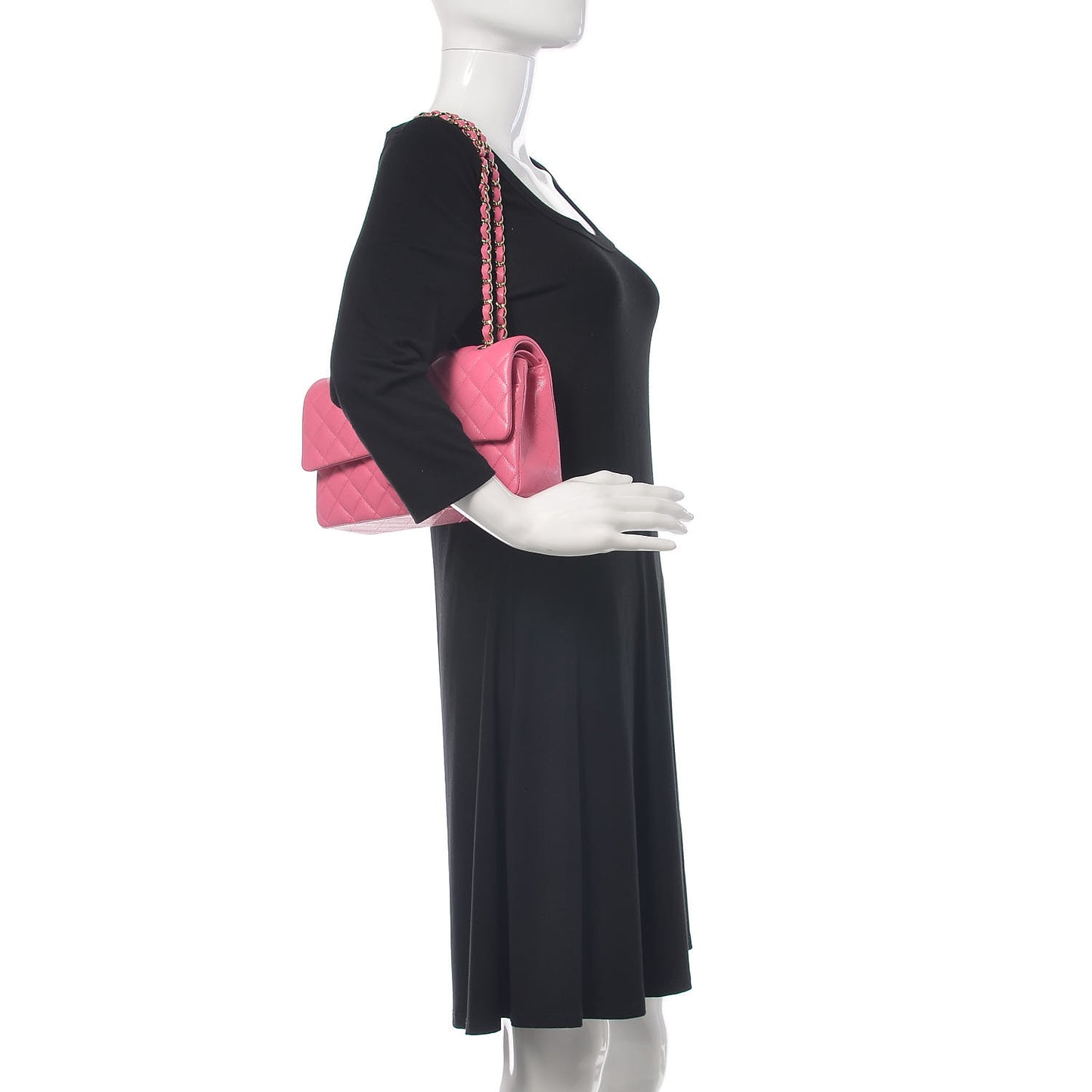 Caviar Quilted Medium Double Flap Pink