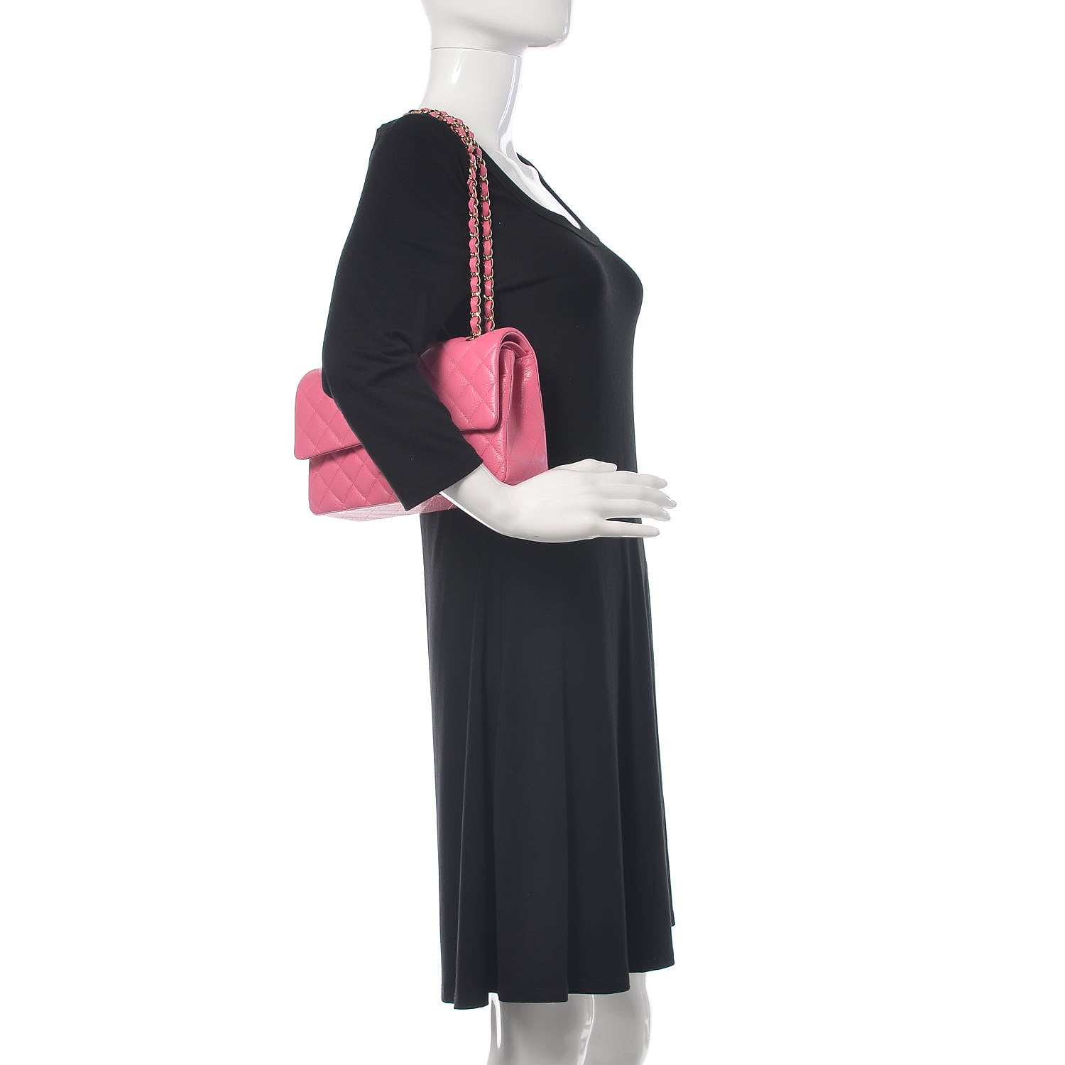 Chanel Caviar Quilted Medium Double Flap Pink 2 of 11