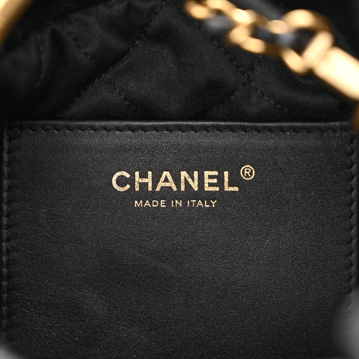Shiny Calfskin Quilted Mini Chanel 22 Black