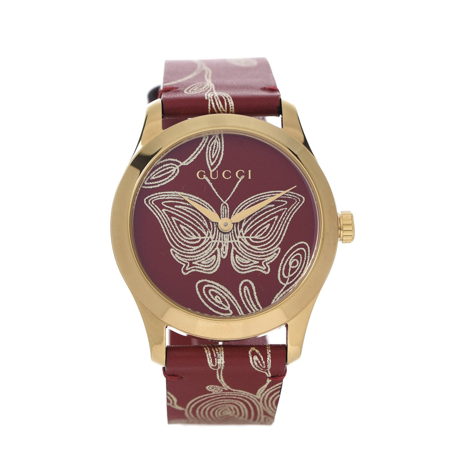 Stainless Steel Calfskin 38mm G-Timeless Butterfly Quartz Watch Red