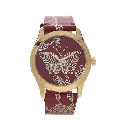 Gucci Stainless Steel Calfskin 38mm G-Timeless Butterfly Quartz Watch Red 1 of 8