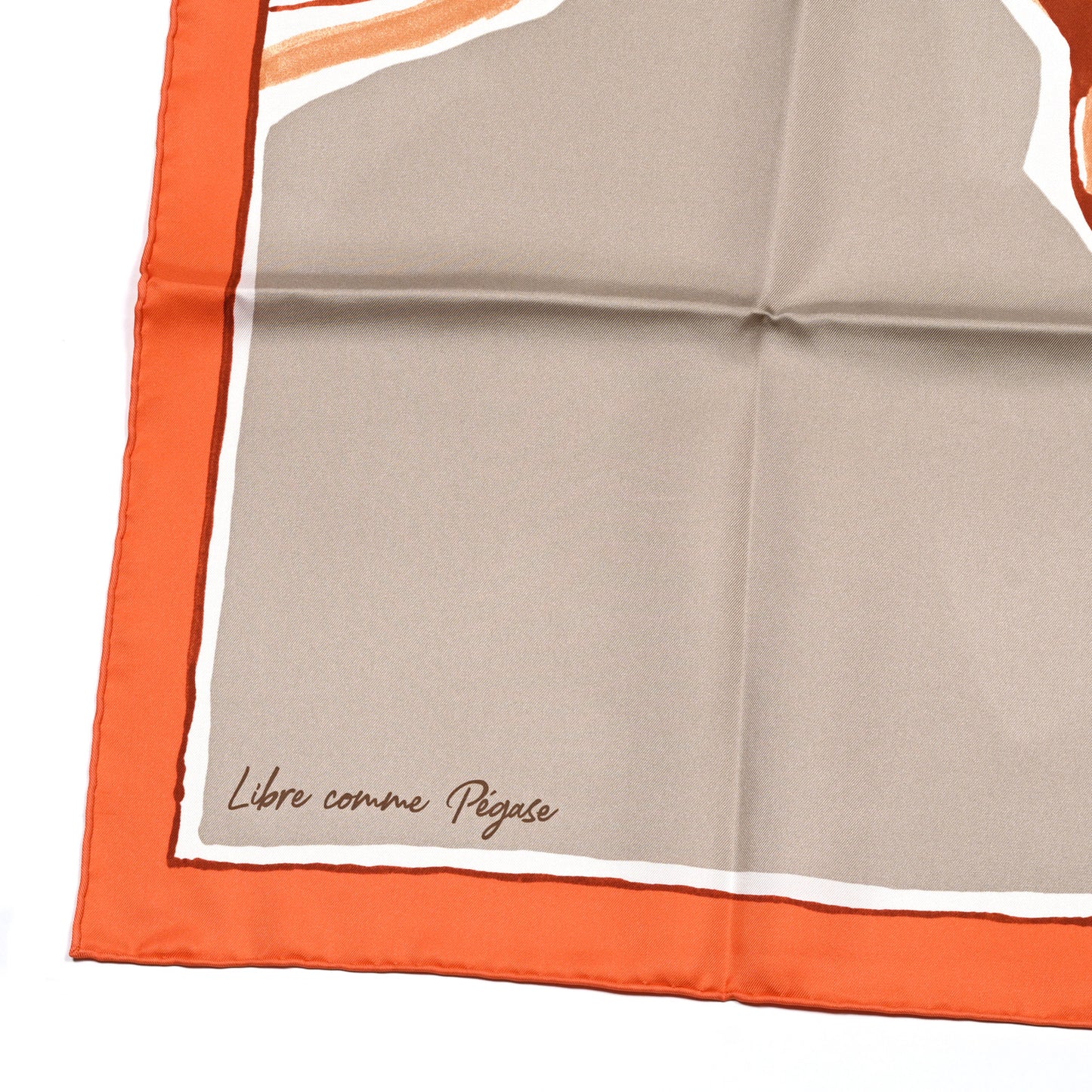 Silk Libre Comme Pegase Scarf 90 Orange Beige Fauve