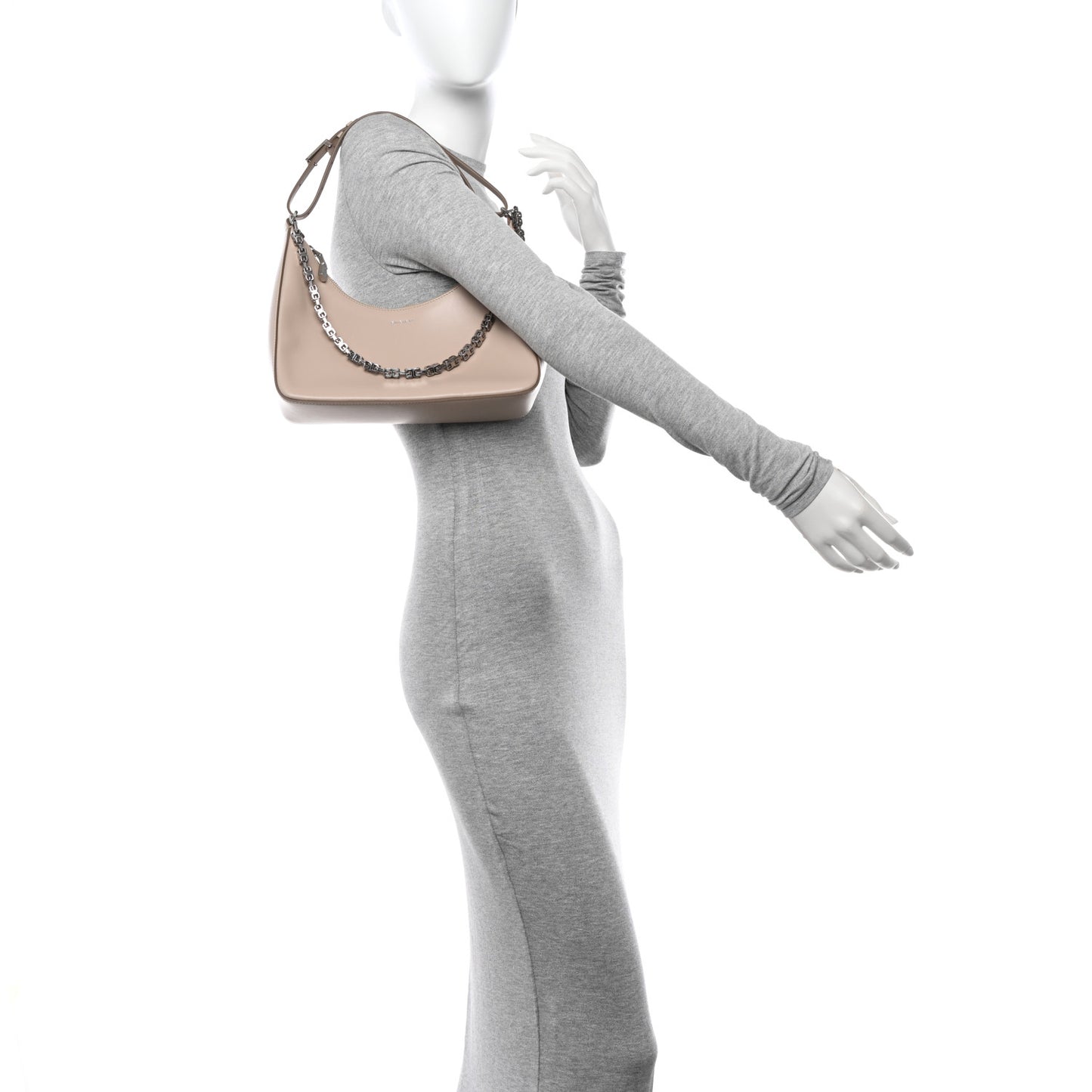 Smooth Calfskin Small Moon Cut Out Shoulder Bag Dune