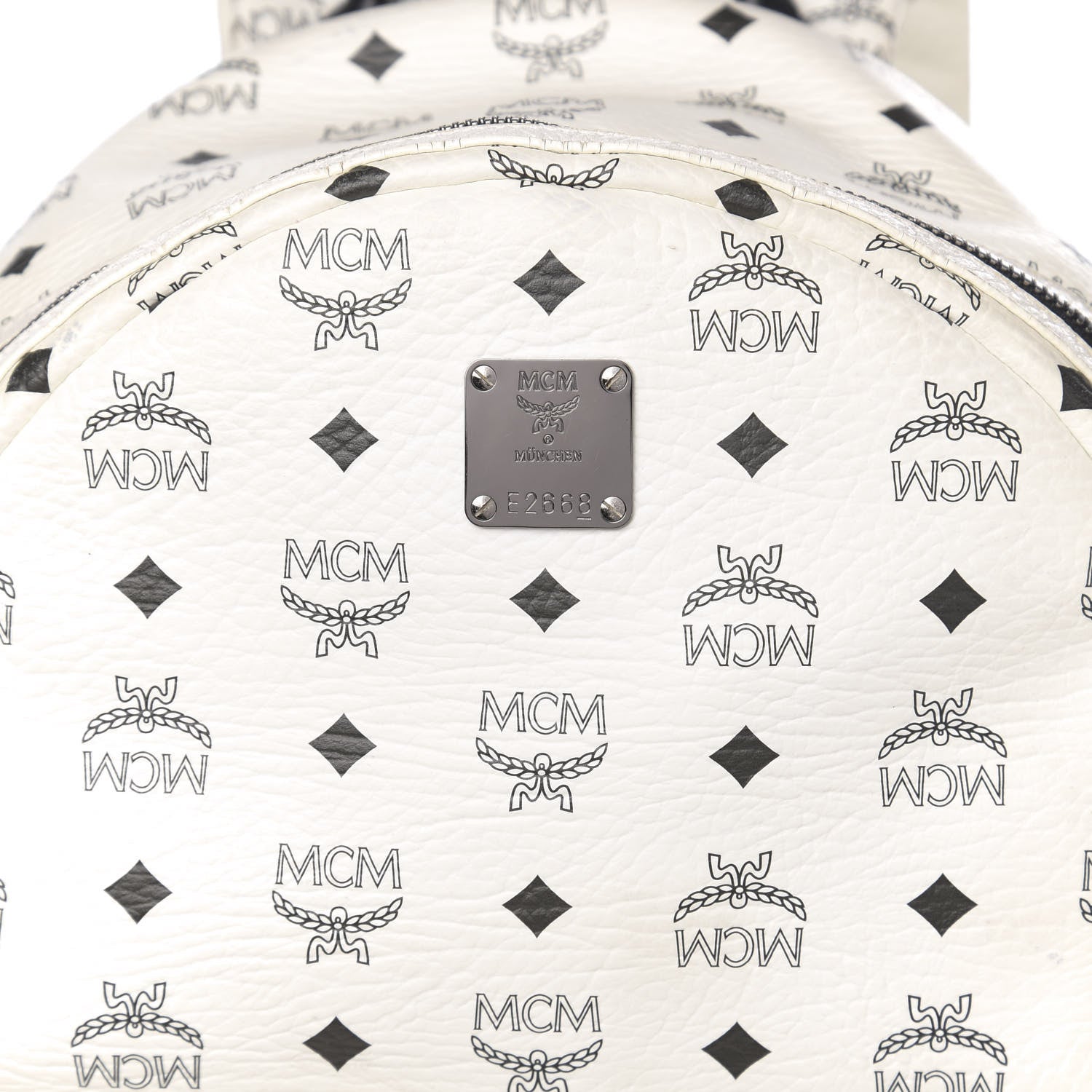 MCM Visetos Medium Side Studs Stark Backpack White 15 of 15