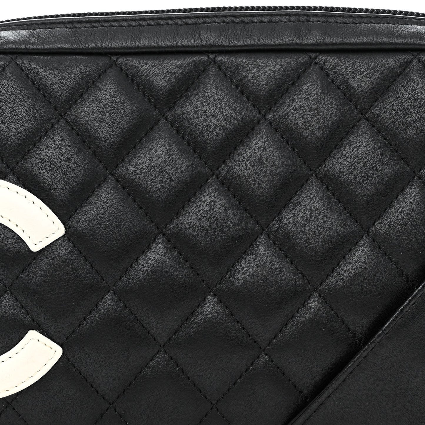 Calfskin Quilted Cambon Pochette Black White