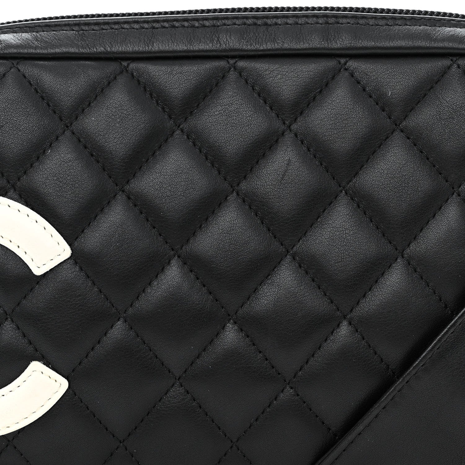 Chanel Calfskin Quilted Cambon Pochette Black White 9 of 11
