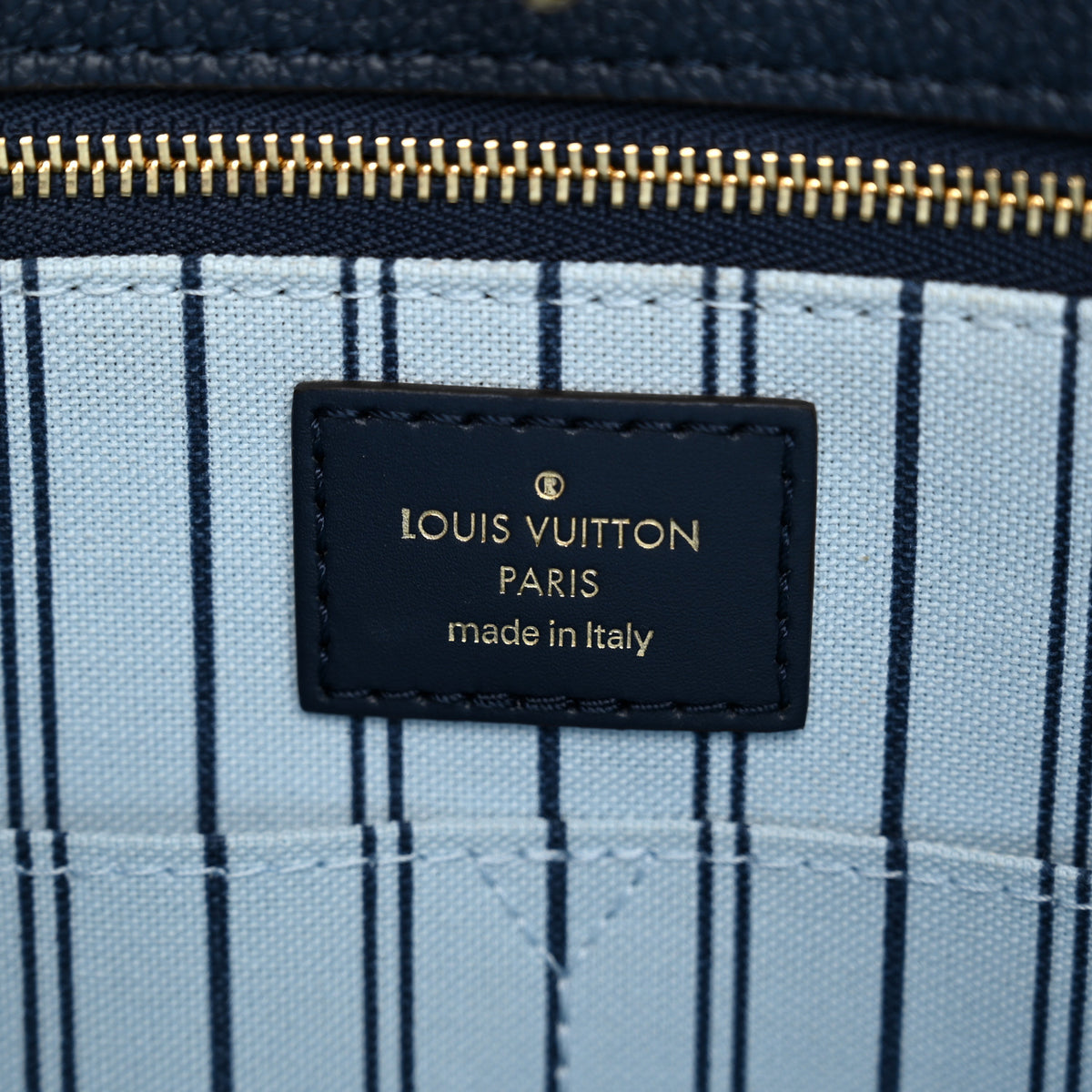 Raffia Calfskin Monogram Giant Onthego MM Blue