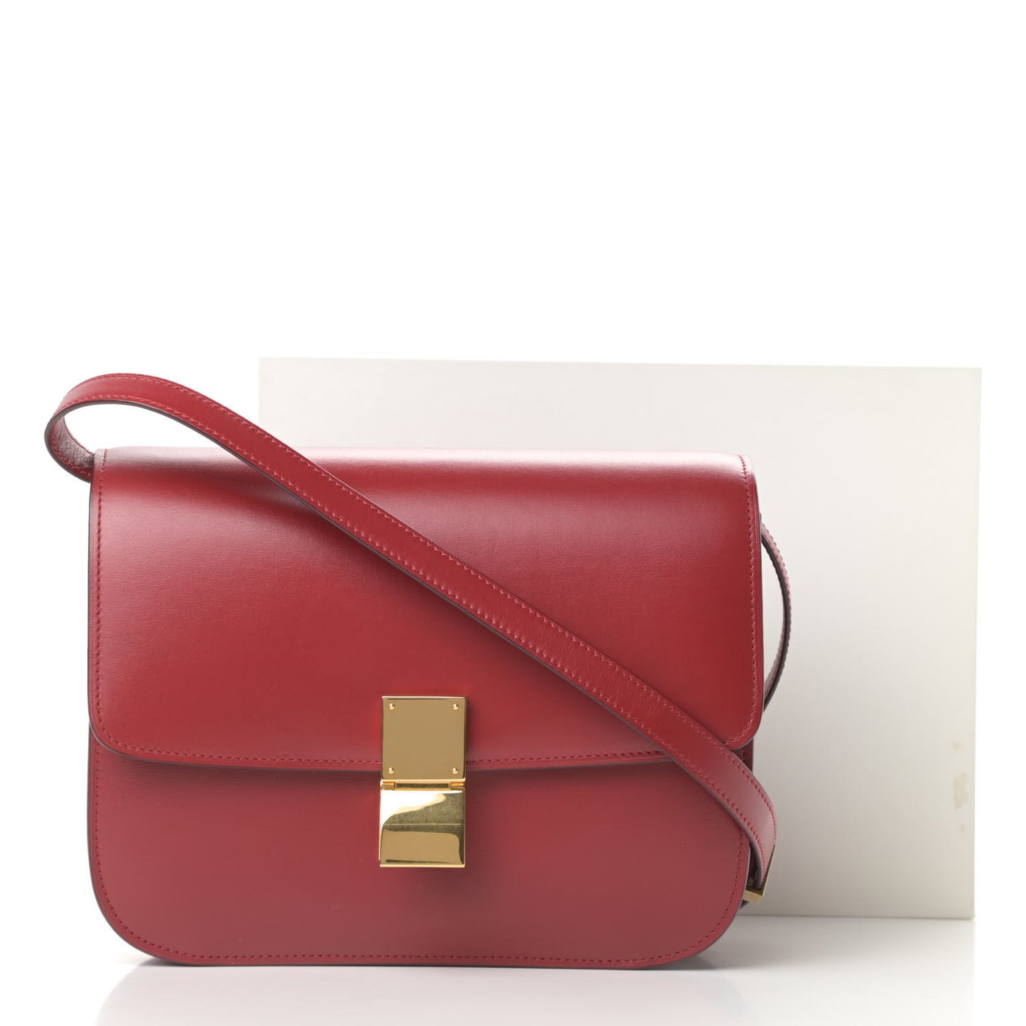 Box Calfskin Medium Classic Box Flap Bag Red