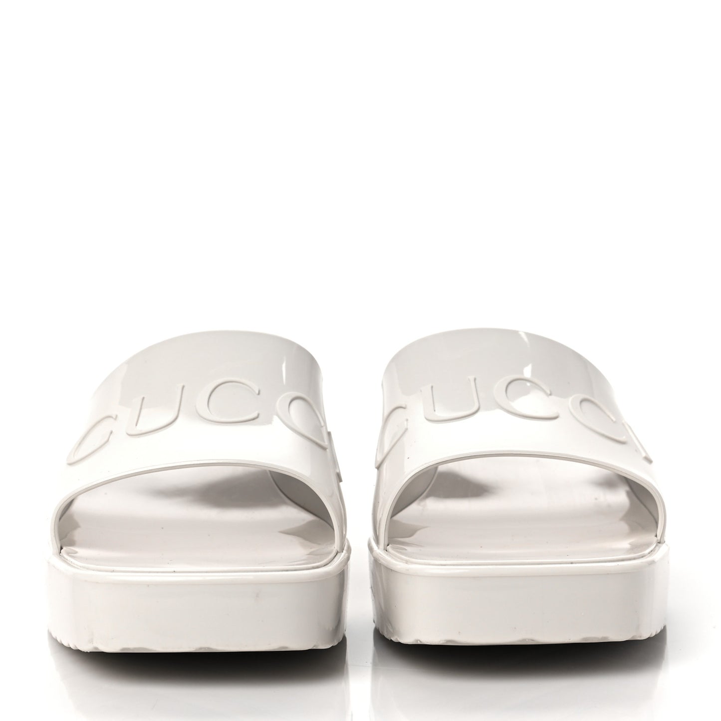 Rubber Gucci Logo Womens Platform 20/60mm Slide Sandals 38 Mystic White