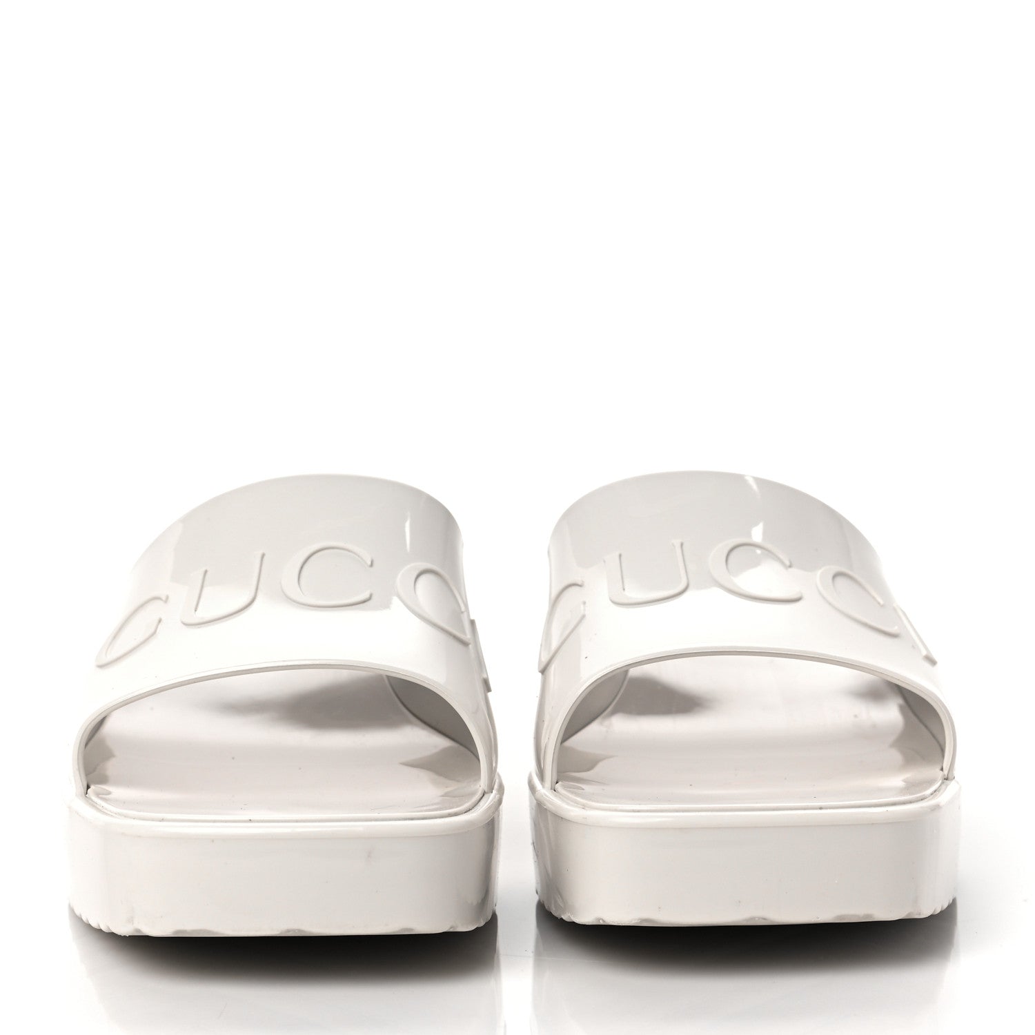 Gucci Rubber Gucci Logo Womens Platform 20/60mm Slide Sandals 38 Mystic White 2 of 7