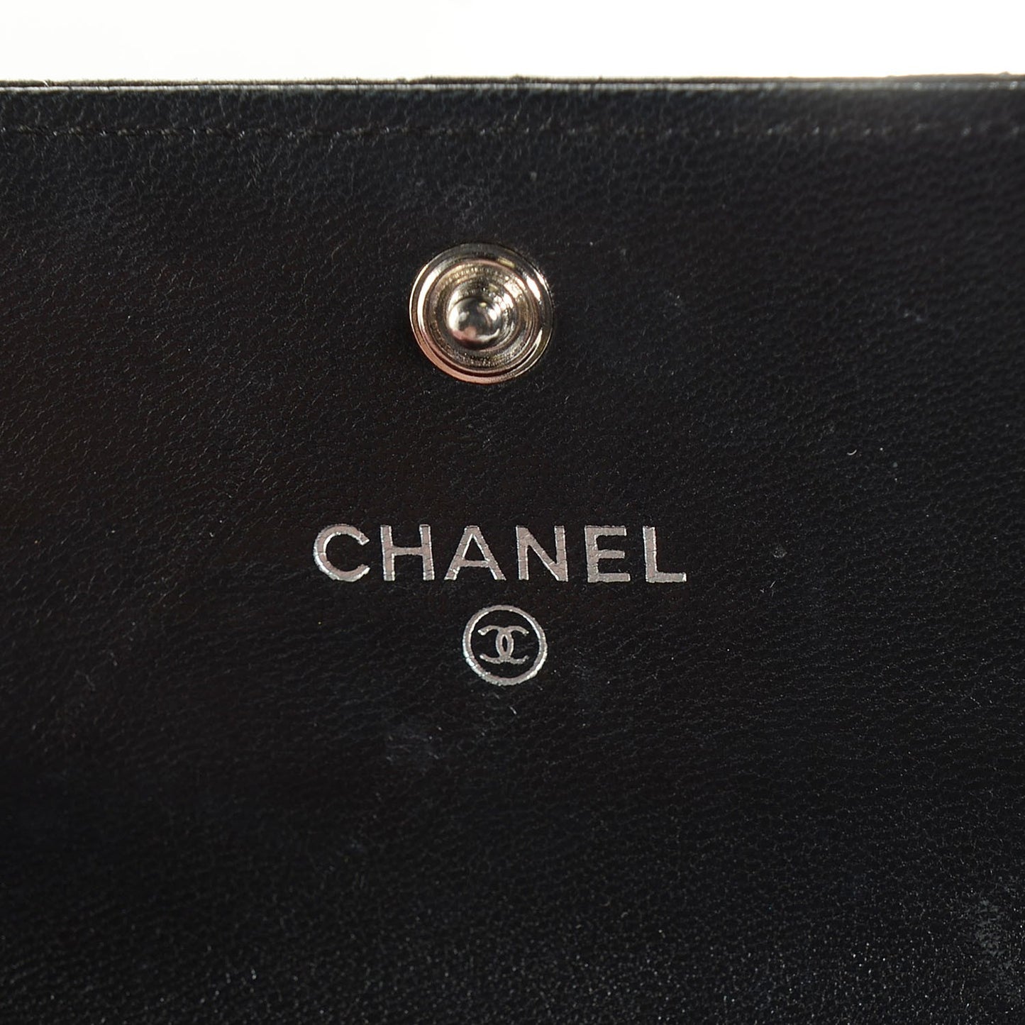 Lambskin Quilted Flap Card Holder Black