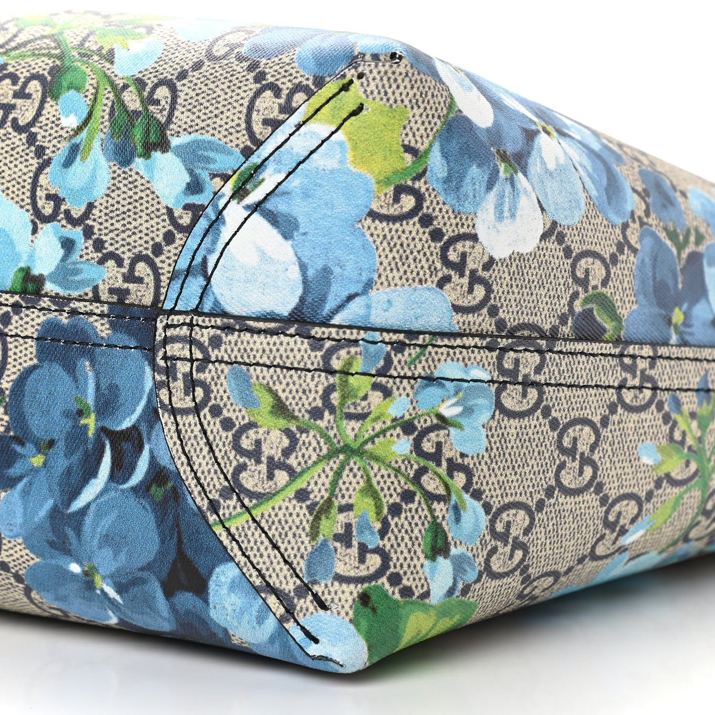 GG Supreme Monogram Blooms Small Reversible Tote Beige Blue Navy