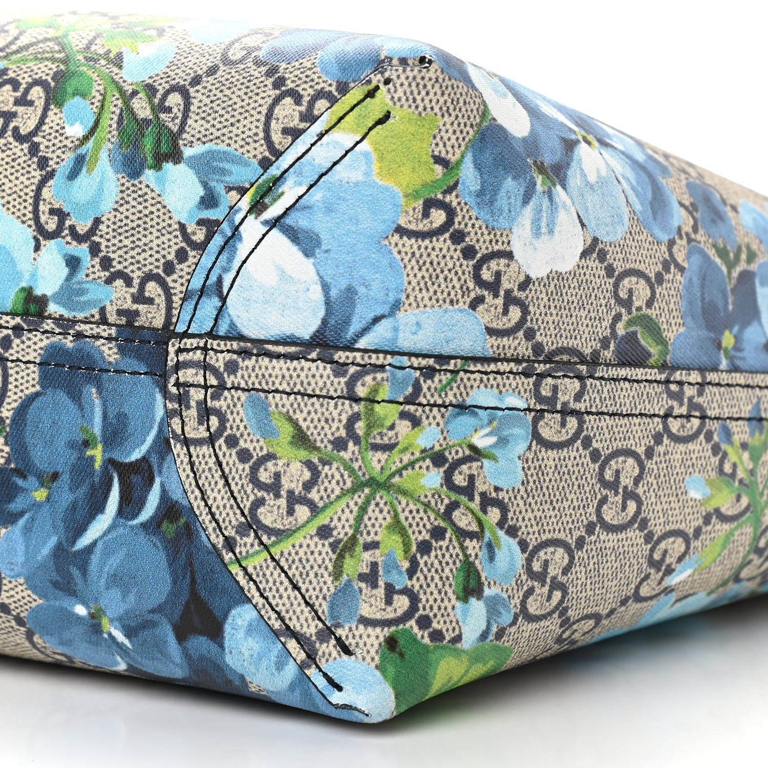 Gucci GG Supreme Monogram Blooms Small Reversible Tote Beige Blue Navy 15 of 17