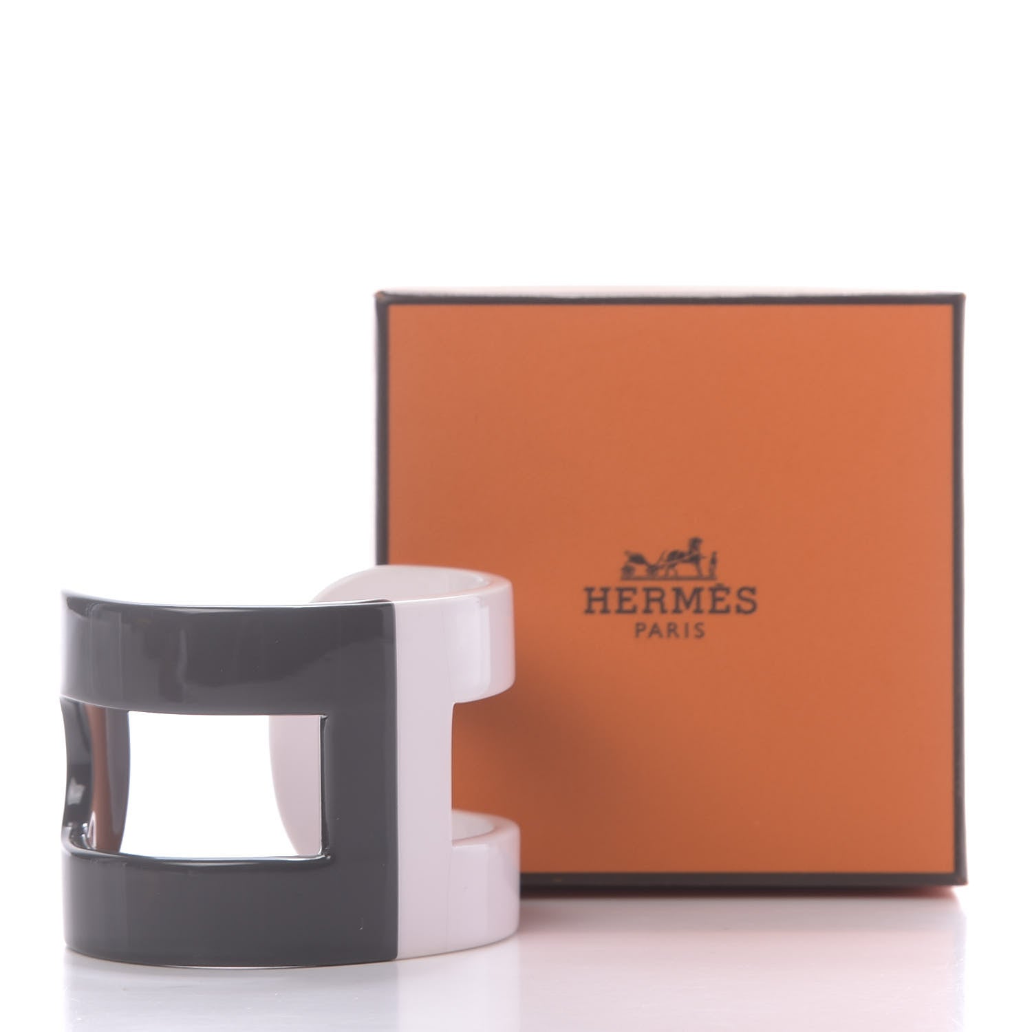 Hermes Lacquered Wood Ano Bracelet PM White Etain 5 of 5