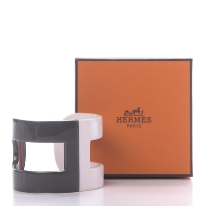 Hermes Lacquered Wood Ano Bracelet PM White Etain 5 of 5