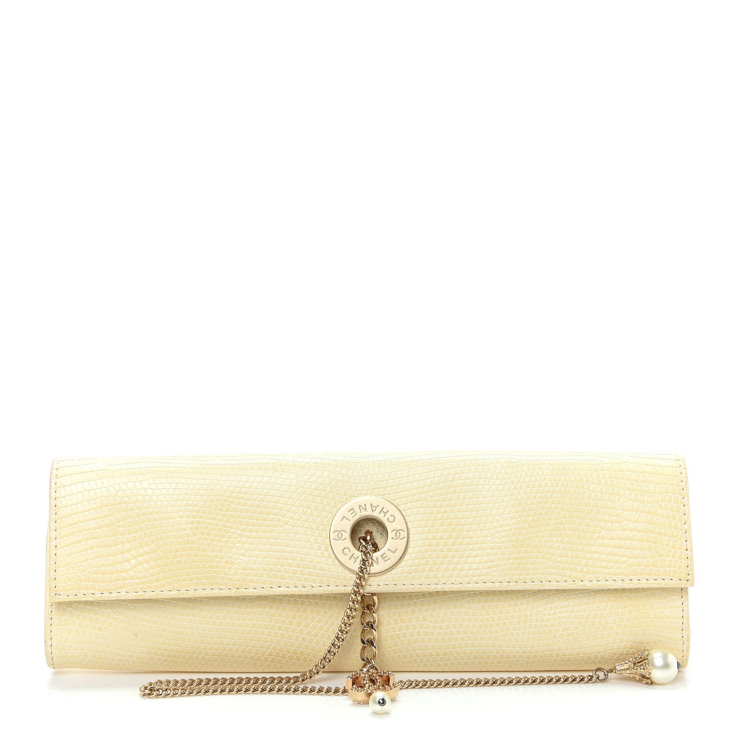 Lizard Pearl Evening Clutch Beige