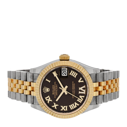 Rolex Stainless Steel 18K Yellow Gold Diamond 31mm Oyster Perpetual Datejust Watch Dark Grey Roman 278273 2 of 4