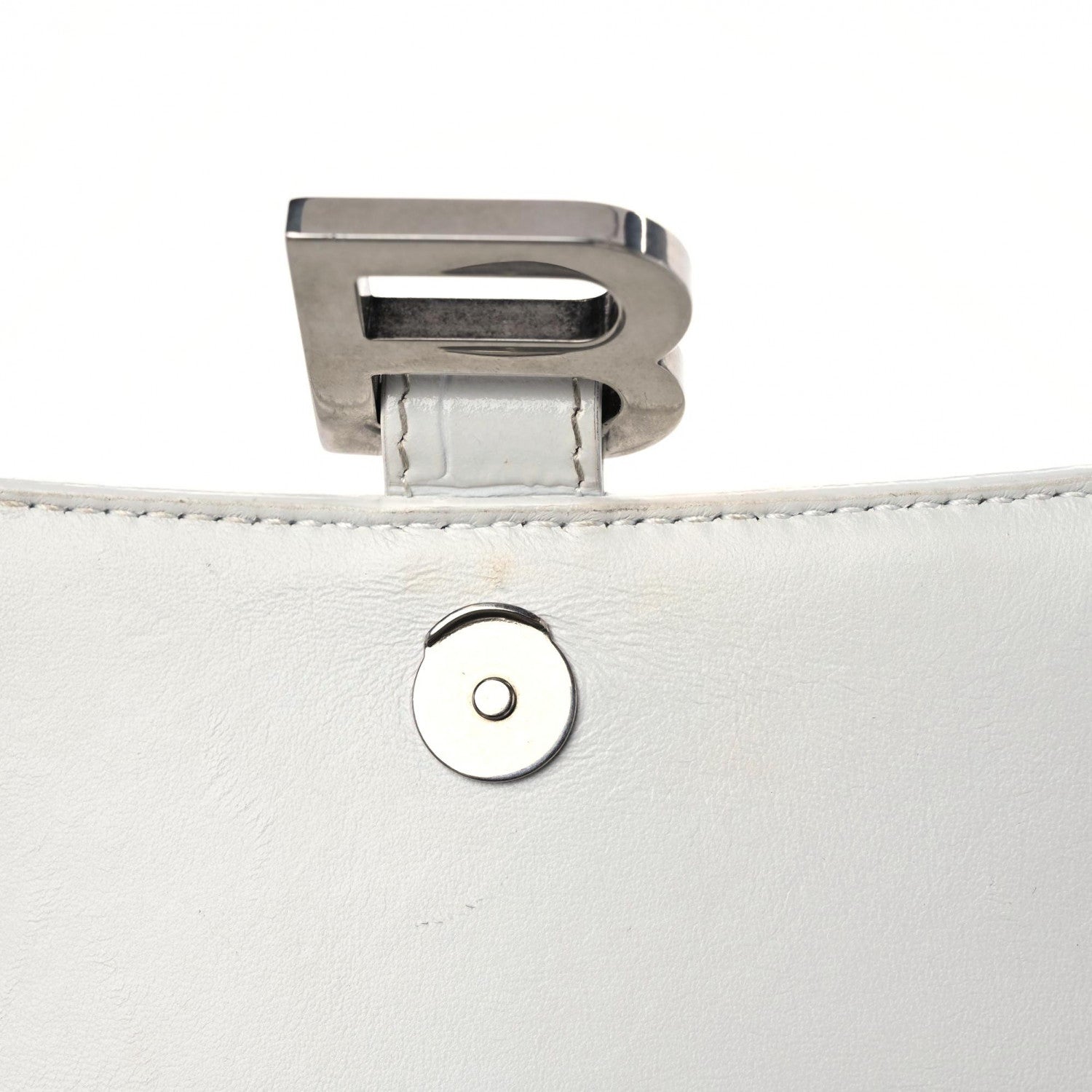 Balenciaga Calfskin Crocodile Embossed Small Hourglass Top Handle Bag White 12 of 15
