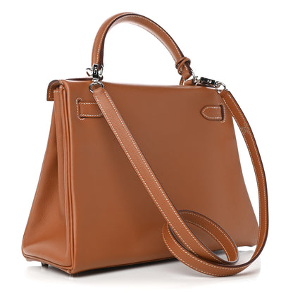 Hermes Evercolor Verso Kelly Retourne 28 Gold Rose Azalee 3 of 11