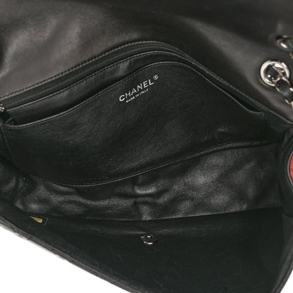 Chanel Lambskin Quilted Jumbo Classic Twist Flap Bag Black Bordeaux 4 of 12
