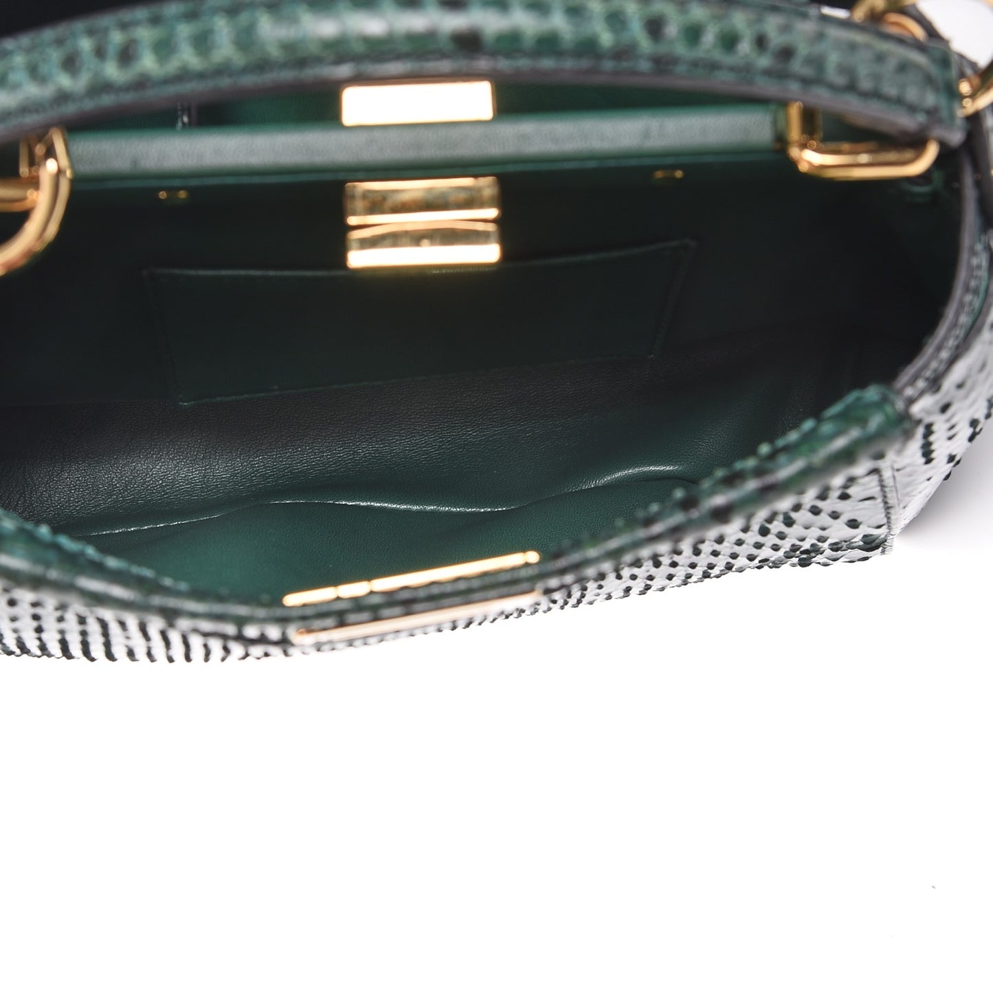 Snakeskin Shiny Nappa Mini Peekaboo Iconic Satchel Green