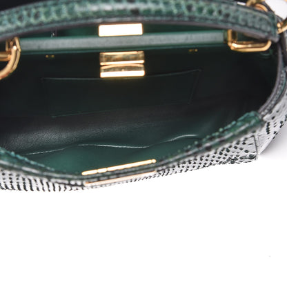Fendi Snakeskin Shiny Nappa Mini Peekaboo Iconic Satchel Green 6 of 11