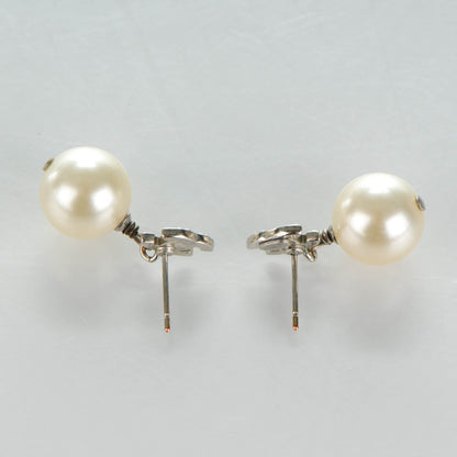 Chanel Crystal Pearl CC Drop Earrings Silver 5 of 5