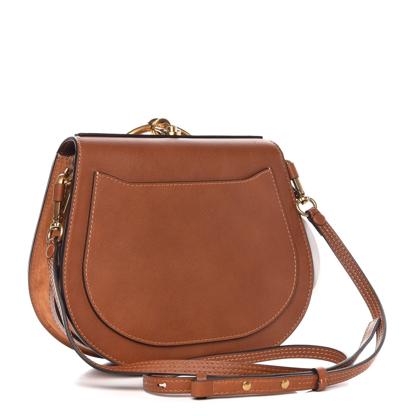 Calfskin Suede Medium Nile Bracelet Bag Caramel