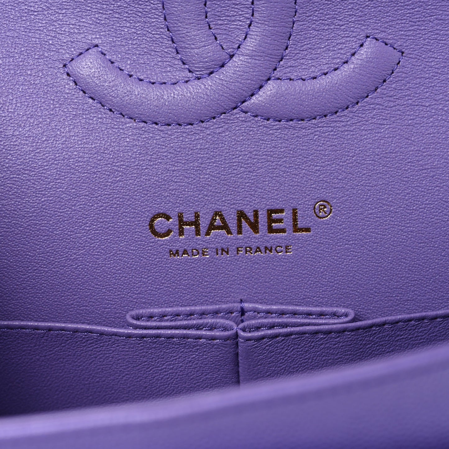 Caviar Quilted Medium Double Flap Purple