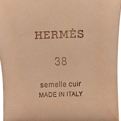 Hermes Box Calfskin Oran Sandals 38 White 8 of 10