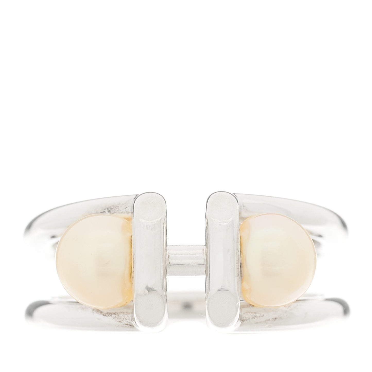 Sterling Silver Pearl HardWear Double Pearl Ring 50 5.5