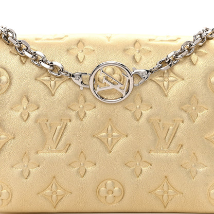 Louis Vuitton Metallic Lambskin Embossed Monogram Pochette Coussin Gold 8 of 10