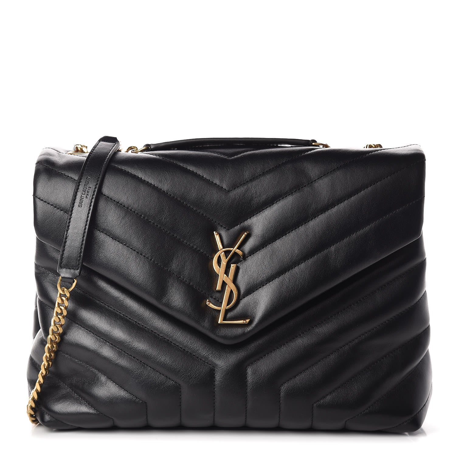 Saint Laurent Calfskin Y Quilted Monogram Medium Loulou Chain Satchel Black 1 of 11