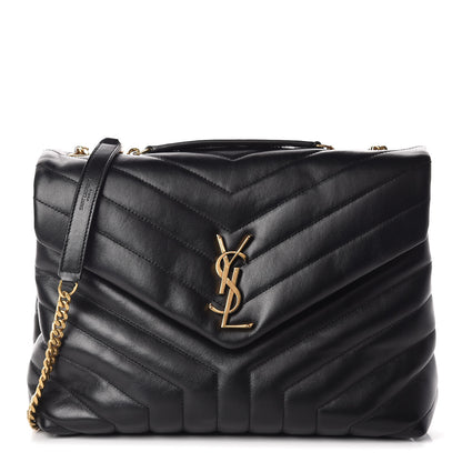 Saint Laurent Calfskin Y Quilted Monogram Medium Loulou Chain Satchel Black 1 of 11