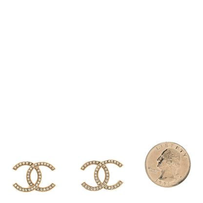 Chanel Crystal CC Earrings Light Gold 2 of 5