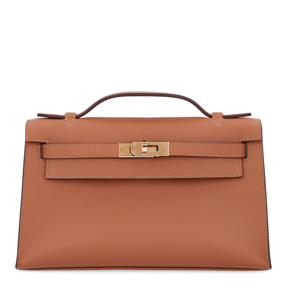 Hermes Swift Horseshoe Kelly Pochette Clutch Gold Rouge H 1 of 11