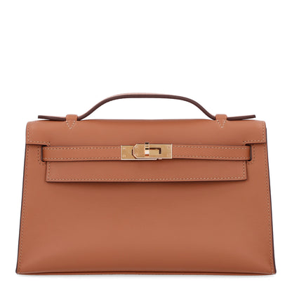 Hermes Swift Horseshoe Kelly Pochette Clutch Gold Rouge H 1 of 11