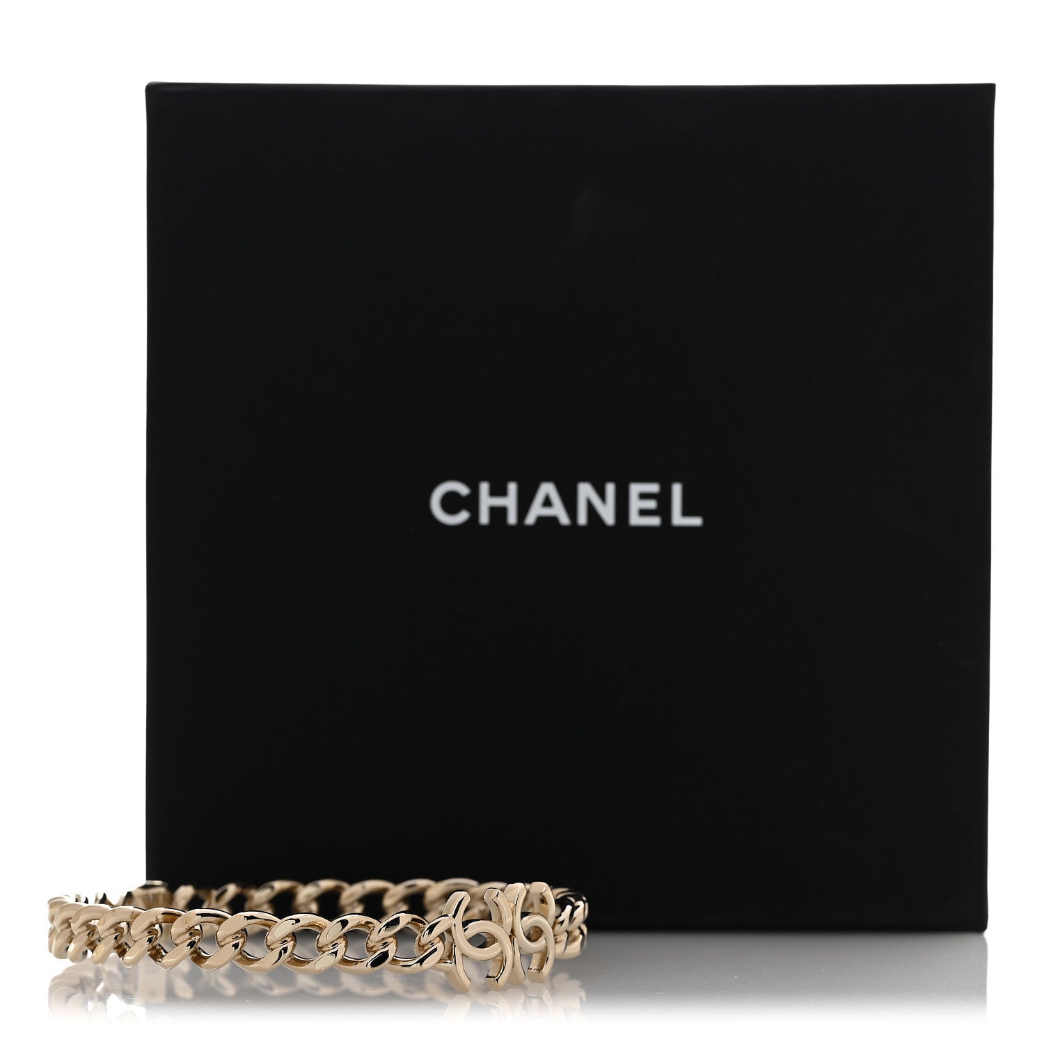 Chanel Metal CC Chain Link Choker Necklace M Gold 7 of 7