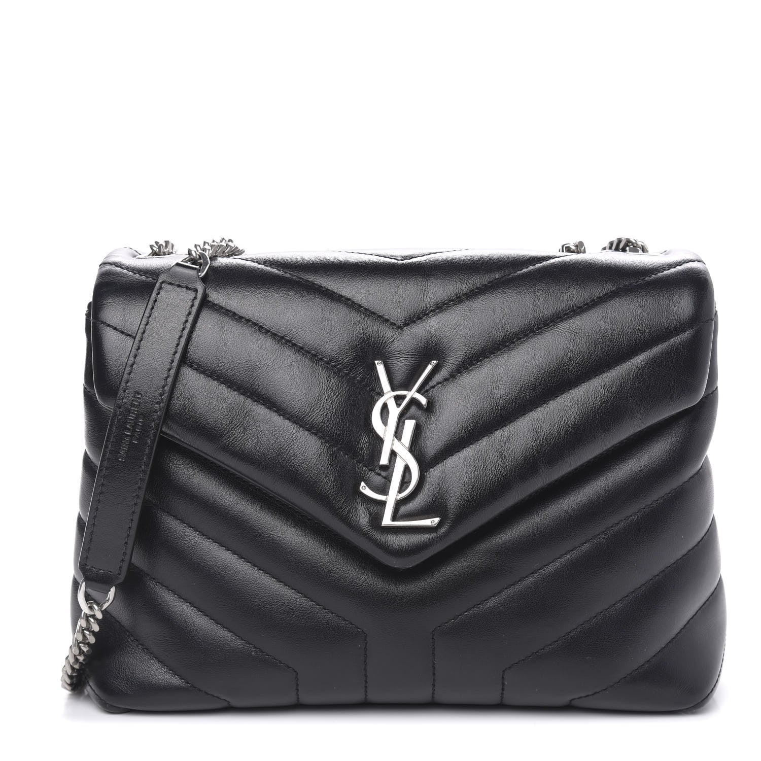 Saint Laurent Calfskin Y Quilted Monogram Small Loulou Chain Satchel Black 1 of 14