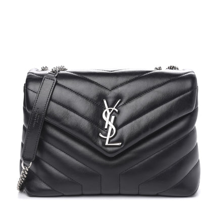 Saint Laurent Calfskin Y Quilted Monogram Small Loulou Chain Satchel Black 1 of 14