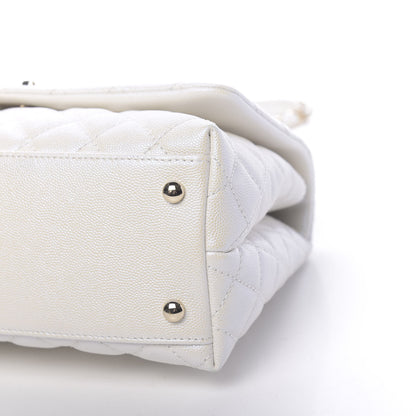 Chanel Iridescent Caviar Quilted Small Coco Handle Flap White 10 of 11