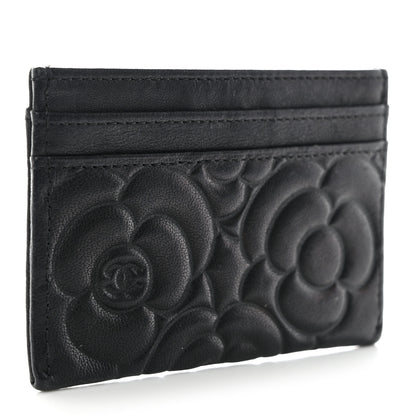 Chanel Lambskin Camellia Embossed Card Holder Black 3 of 8