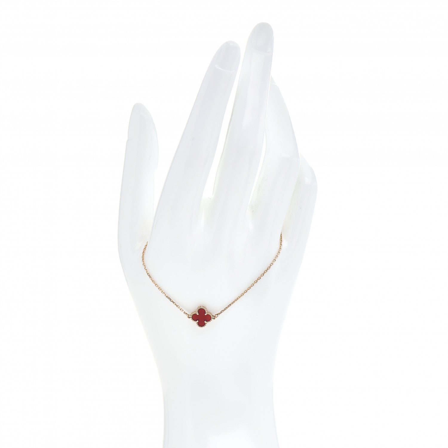 Van Cleef & Arpels 18K Rose Gold Carnelian Sweet Alhambra Bracelet 2 of 4