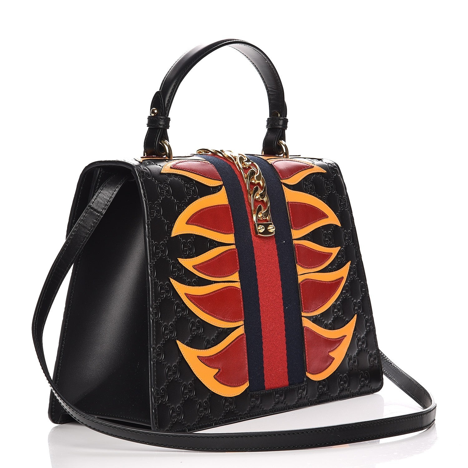 Gucci Guccissima Signature Medium Sylvie Top Handle Bag Black 4 of 13