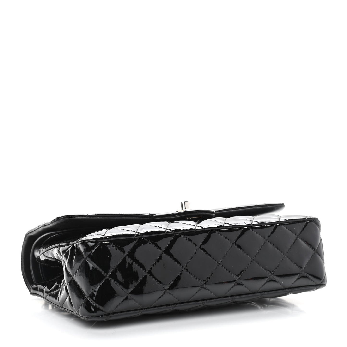 Patent Quilted Medium Double Flap Black