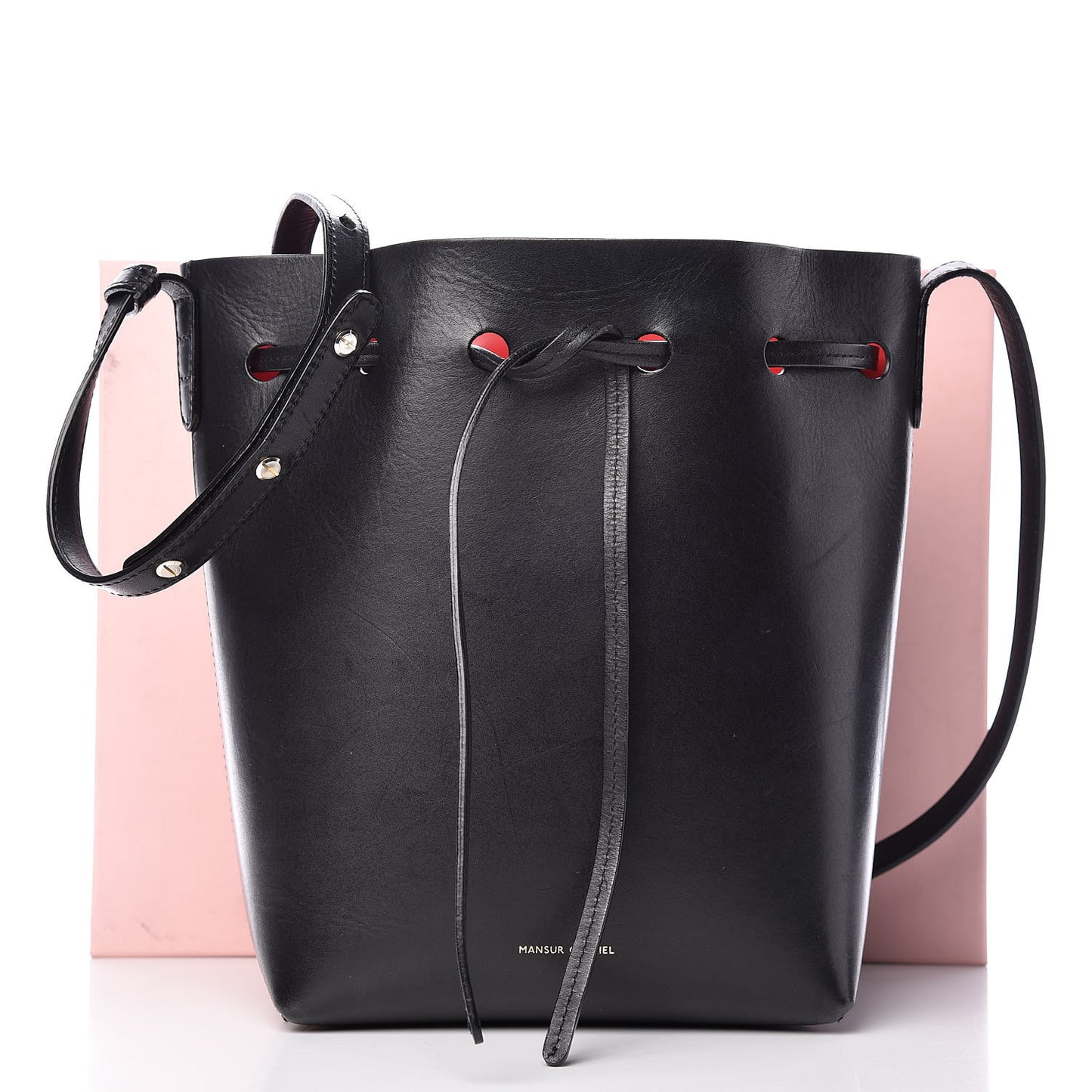 Vegetable Tanned Calfskin Mini Bucket Bag Black Flamma